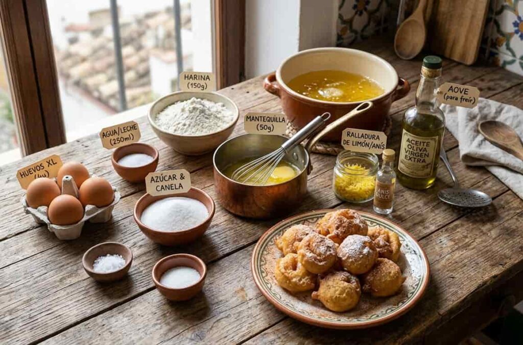 ingredientes necesarios para realizar los buñuelos de viento